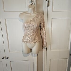 Sequin One-Shoulder Top